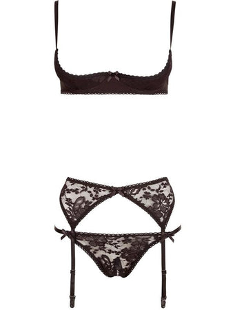 Tris erotico Nero Pizzo Elasticizzato