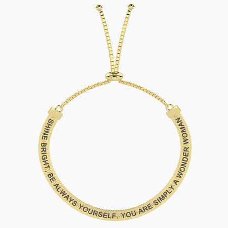 Kidult - Bracciale dorato elastico con frase SIMPLY A WONDER WOMAN