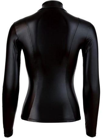 Top manica lunga con zip Nero Elasticizzato