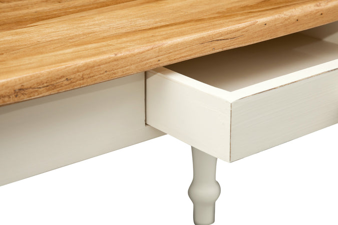 Biscottini Biscottini Tavolo Scrittoio Country Tiglio Massello 120x80x80 Bianco Anticato