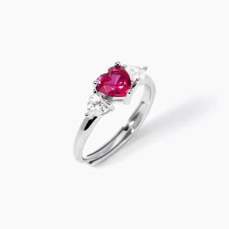 Mabina -   Anello con rubino sintetico taglio cuore LOVELY