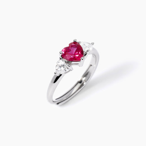 Mabina -   Anello con rubino sintetico taglio cuore LOVELY