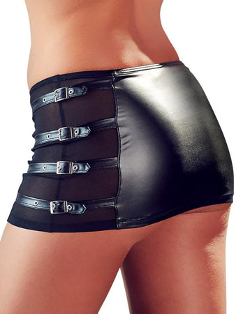Mini gonna con fibbie Nero Elasticizzato