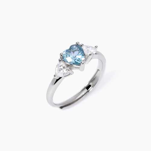 Mabina -  Anello con acquamarina sintetica taglio cuore LOVELY
