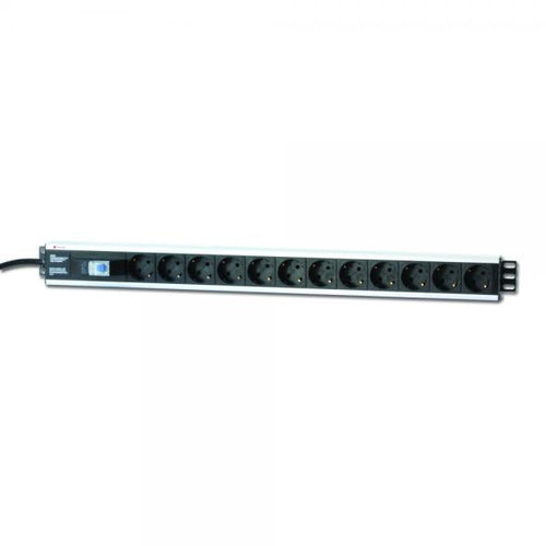 Multipresa Verticale per Rack 12 Posti Schuko con Magnetotermico Spina Schuko Angolata 1U