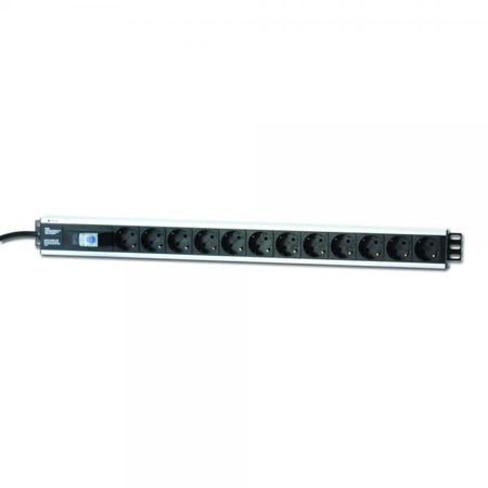 Multipresa Verticale per Rack 12 Posti Schuko con Magnetotermico Spina Schuko Angolata 1U