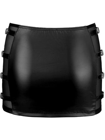 Mini gonna con fibbie Nero Elasticizzato