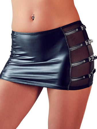Mini gonna con fibbie Nero Elasticizzato