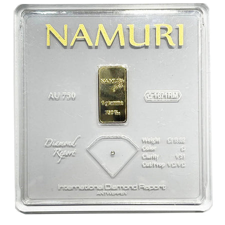 Namuri -  LINGOTTO 1 GRAMMO ORO 18KT e DIAMANTE 0,04CT G VS1