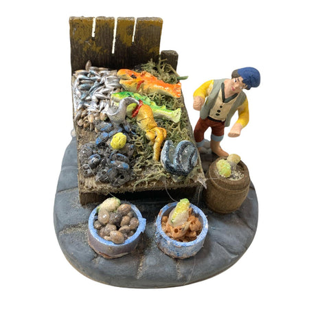 Pescivendolo napoletano statuetta in terracotta artigianale da h 4 cm