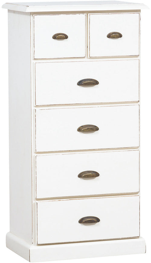 Biscottini Cassettiera Country Biscottini legno tiglio bianca anticata 63x41x120 6