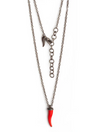 MANO J - COLLANA LINEA CHARMS CON CORNETTO ROSSO, 5 DIAMANTI BLACK E CATENA