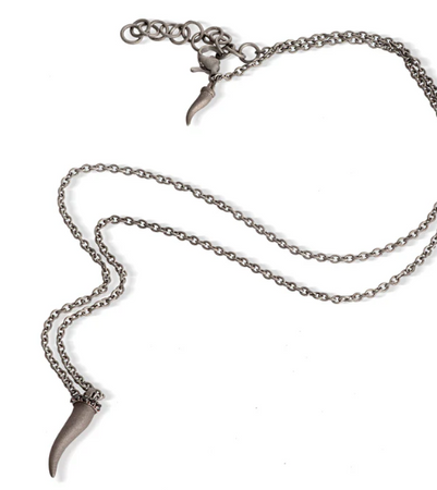 MANO J - COLLANA LINEA CHARMS CON CORNETTO IN TITANIO, 5 DIAMANTI BLACK E CATENA