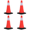 Set 4 Pezzi Coni Spartitraffico Emergenza Riflettenti con Basi Pesanti 50 cm