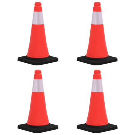 Set 4 Pezzi Coni Spartitraffico Emergenza Riflettenti con Basi Pesanti 50 cm