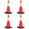 Set 4 pz Coni Emergenza Lavoro Spartitraffico Riflettenti con Basi Pesanti 75 cm