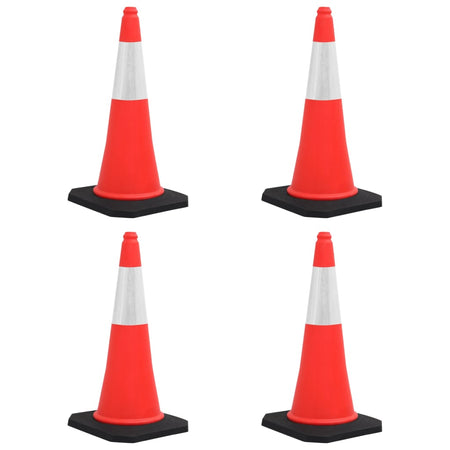 Set 4 pz Coni Emergenza Lavoro Spartitraffico Riflettenti con Basi Pesanti 75 cm
