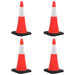 Set 4 pz Coni Emergenza Lavoro Spartitraffico Riflettenti con Basi Pesanti 75 cm