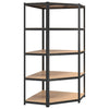 Scaffale Angolare Resistente Robusto Organizer 5 Ripiani Grigio Acciaio e Legno