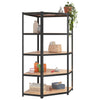 Scaffale Angolare Resistente Robusto Organizer 5 Ripiani Grigio Acciaio e Legno