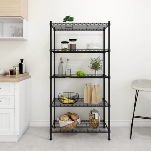 Scaffale a 5 Livelli Organizer Cucina in Ferro 90x35x180 cm Nero 250 kg