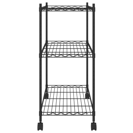 Scaffale a 3 Livelli Organizer Cucina con Ruote 60x35x81 cm Nero 150 kg