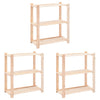 Set 3 pz Scaffali a 3 Livelli Organizer 80x38x90 cm Massello Pino 150 kg