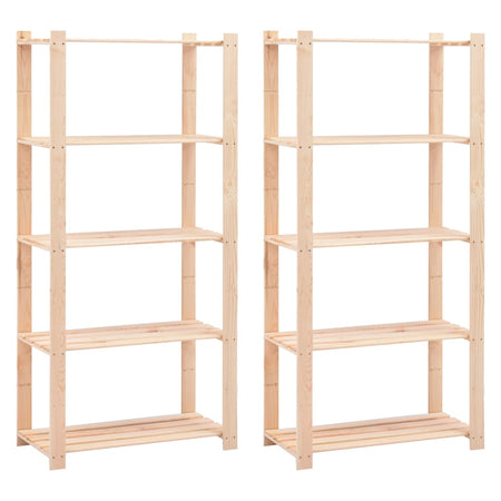 Set 2 Scaffali a 5 Livelli Organizer 80x38x170 cm in Massello Pino 250 kg