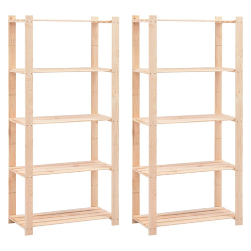 Set 2 Scaffali a 5 Livelli Organizer 80x38x170 cm in Massello Pino 250 kg