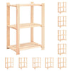 Scaffali a 3 Livelli 10 pz Organizer Casa 60x38x90 cm in Massello Pino 150 kg