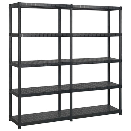 Scaffale a 5 Ripiani Espositore Organizer Nero in Plastica 170x40x185 cm