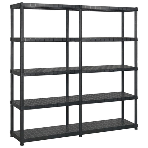 Scaffale a 5 Ripiani Espositore Organizer Nero in Plastica 170x40x185 cm