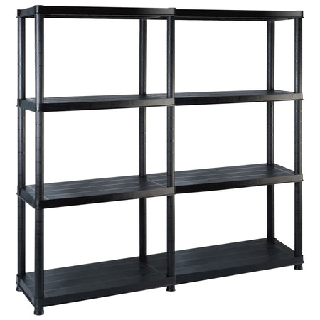 Scaffale a 4 Ripiani Organizer Espositore Nero in Plastica 122x30,5x130 cm