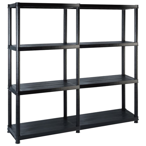 Scaffale a 4 Ripiani Organizer Espositore Nero in Plastica 122x30,5x130 cm
