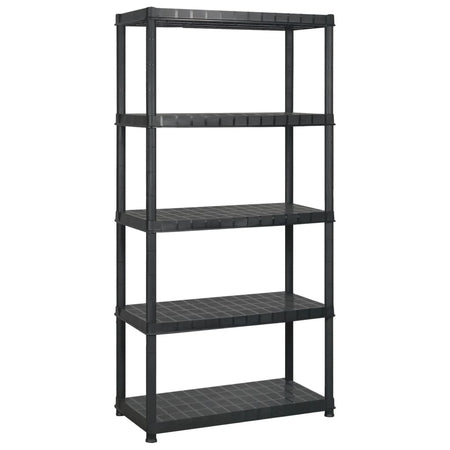Scaffale a 5 Ripiani Espositore Organizer Nero in Plastica 170x40x185 cm