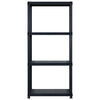 Scaffale a 4 Ripiani Organizer Espositore Nero in Plastica 122x30,5x130 cm
