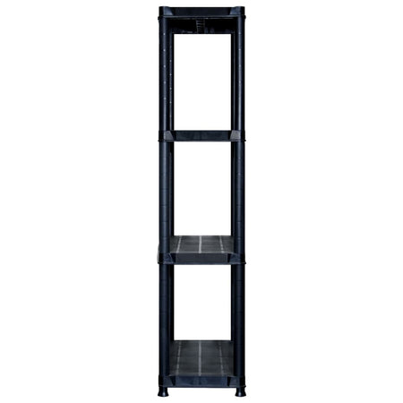 Scaffale a 4 Ripiani Organizer Espositore Nero in Plastica 122x30,5x130 cm