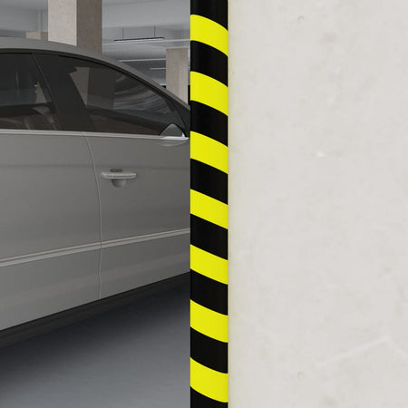 Angoli di Protezione Pilastri Muri in Poliuretano Giallo e Nero 4x3x100 cm