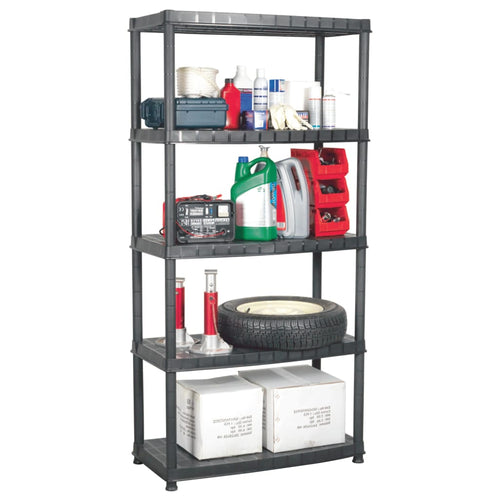 Scaffale 5 Ripiani Libreria Espositore Colore Nero in Plastica 91,5x45,7x185 cm