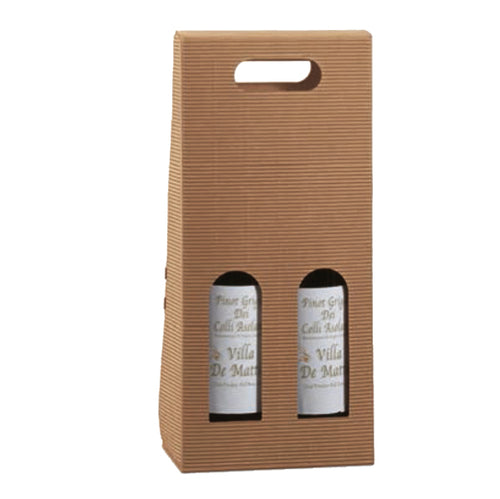Scatola 2 Bottiglie 180X90Mm H385Mm Onda Avana