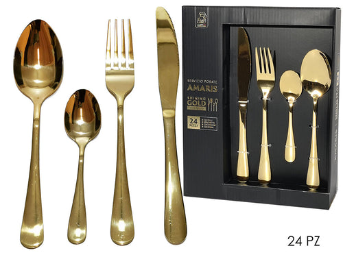 Set 24 posate Ivon oro lucido.