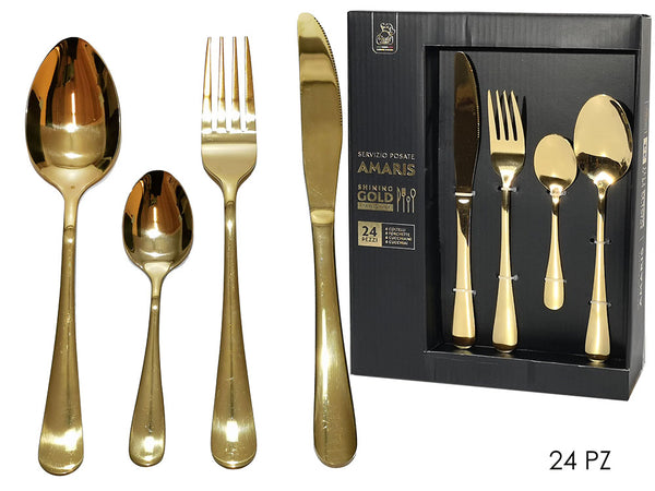 Set 24 posate Ivon oro lucido.