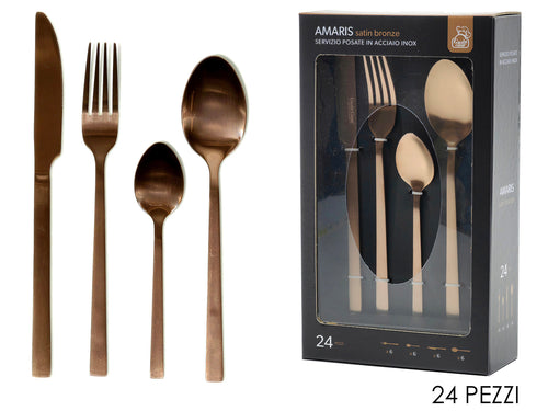 Set 24 Posate 'Amaris' Copper Bronzo Satinato