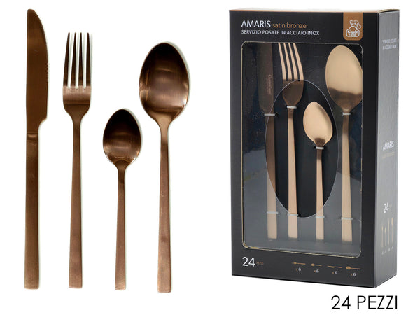 Set 24 Posate 'Amaris' Copper Bronzo Satinato