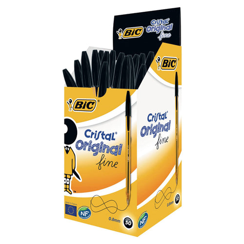Scatola 50 Penna Sfera Cristal Fine 0,8Mm Nero Bic