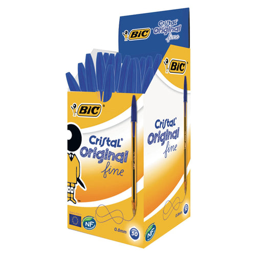Scatola 50 Penna Sfera Cristal Fine 0,8Mm Blu Bic