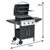 Barbecue a Gas Pietra Lavica 3 Fuochi con Termostato + Fornello e Piano Laterali