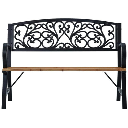 Panca da Giardino, Legno e Ferro Battuto Panchina Esterno 56 x 120 H 87 cm