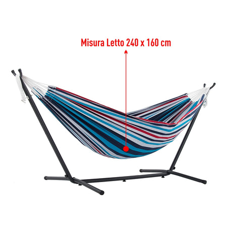 Amaca Brasiliana da Giardino con Supporto Metallo Giardino Campeggio Blu