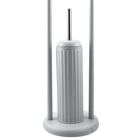 Piantana Porta Rotolo e Scopino Bagno Metallo Smaltato Verniciato Grigio